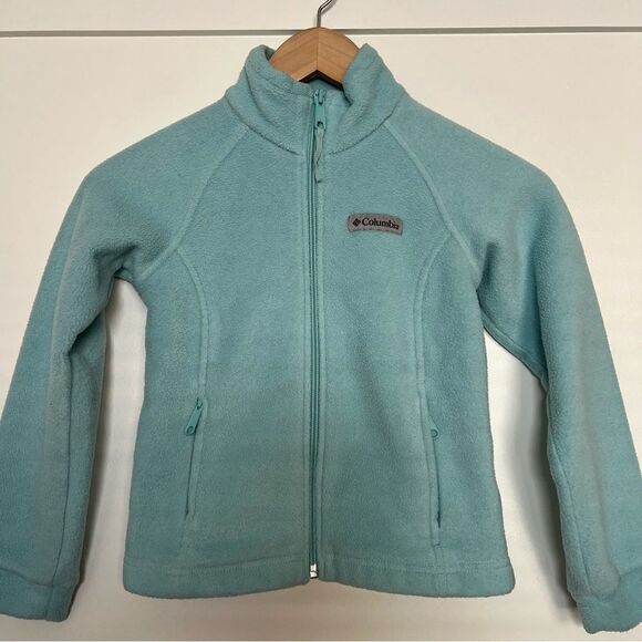 Columbia Jacket Kids Youth Sz XS Aqua Blue Fleece Full Zip Pockets Soft - Picture 2 of 11